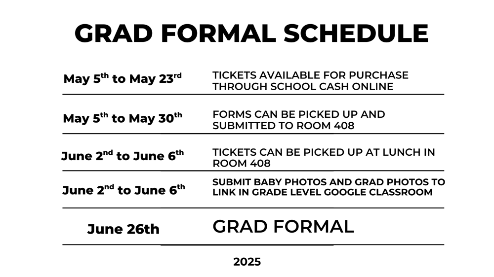 Grad Formal Schedule